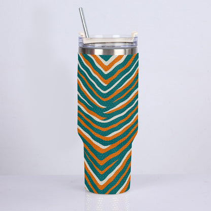 Miami Football Game Day 40oz Diamond Cup With Stainless Steel Straw