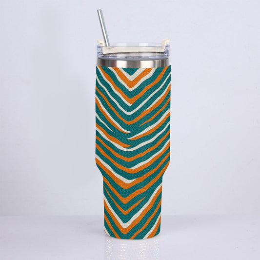 Miami Football Game Day 40oz Diamond Cup With Stainless Steel Straw