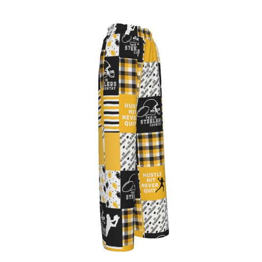 All-Over Print Women's Faux Silk Wide-Leg Pants