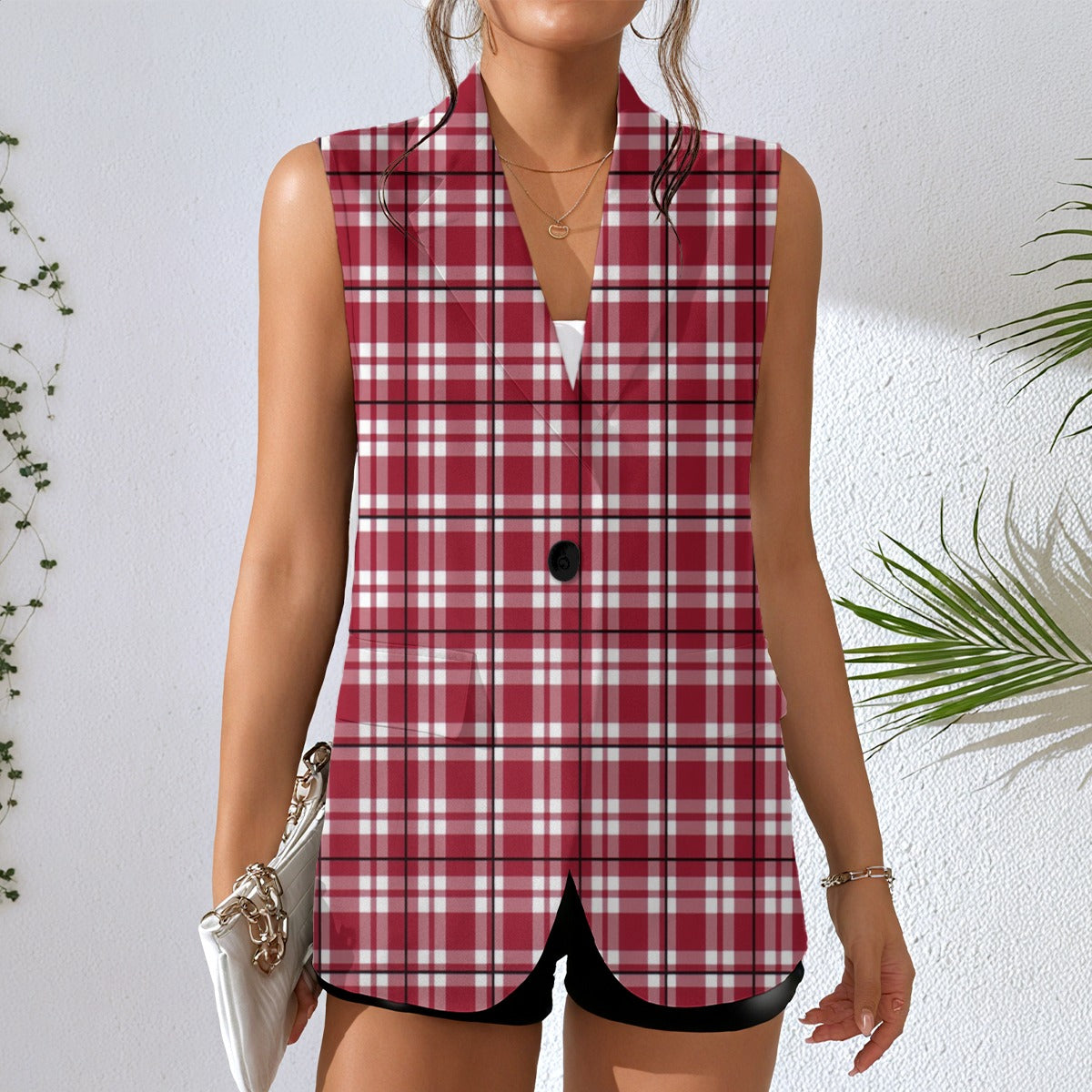 Alabama - Crimson Tide tartan plaid Women's Sleeveless Blazer-Style Vest