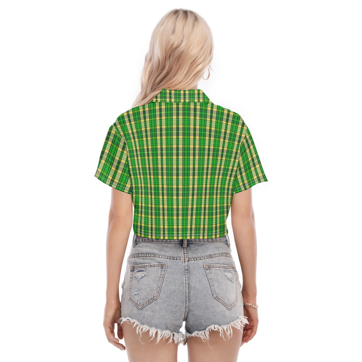 Oregon Tartan Plaid Ducks Women's Cropped Shirt