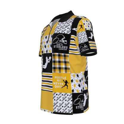 All-over Print Men's Polo Shirt with  Zipper