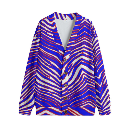 Buffalo Bills Zubaz Unisex V-neck Knitted Fleece Cardigan With Button Closure
