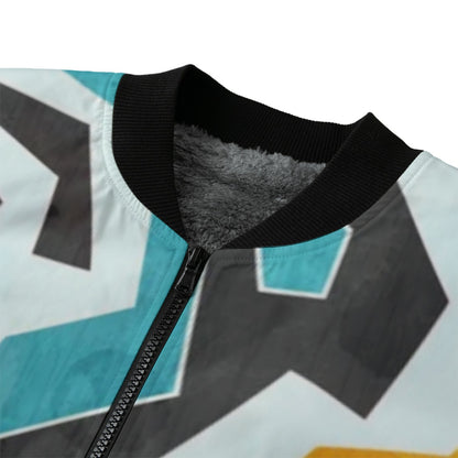 Colored Graffiti Explosion Seamless Fleece Bomber Jacket – Bold Urban Streetwear Style