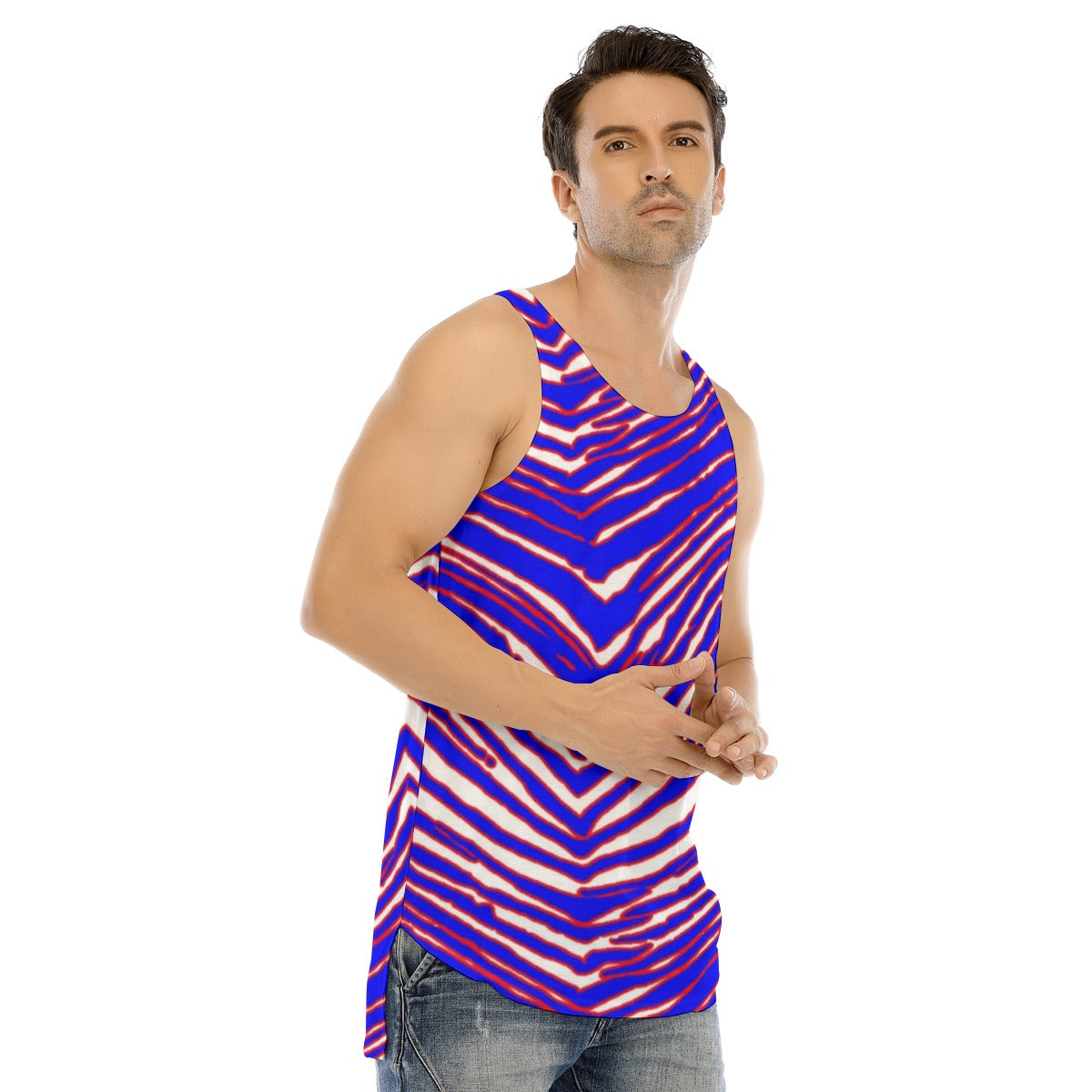 Buffalo Bills Zubaz Men's Curved Hem Long Tank Top