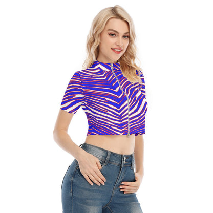 Buffalo Bills Zubaz Women's Short Sleeve T-shirt With Two-way Zipper