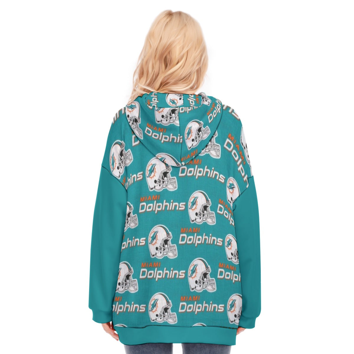 Miami Football Game Day All-Over Print Women's Long Hoodie With Zipper Closure