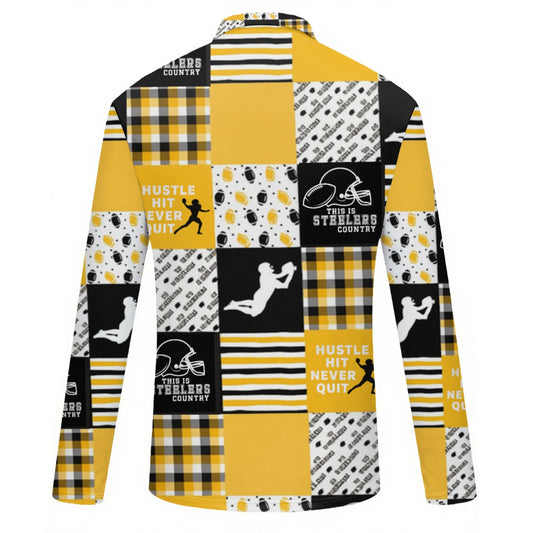 All-Over Print Women's Quarter Zip Sport Shirt With  Long Sleeve