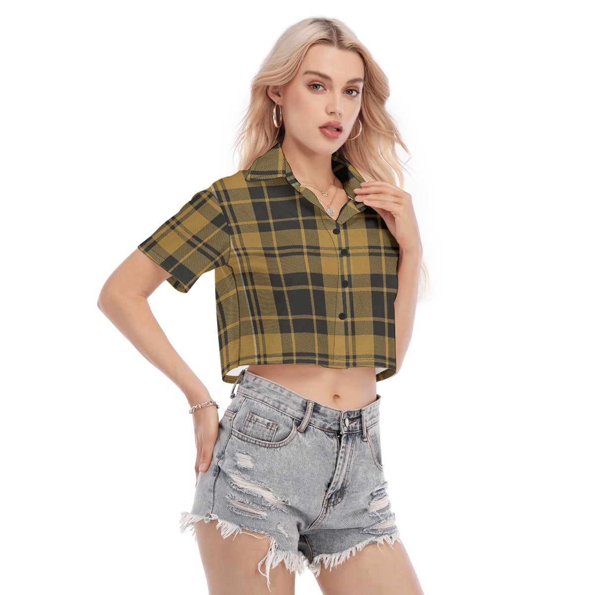 Central Florida - Knights tartan plaid Women's Cropped Shirt