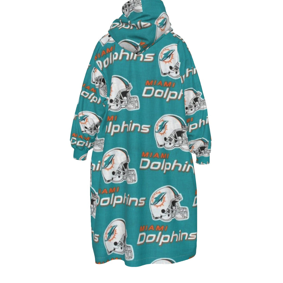Miami Football Game Day All-Over Print Kid's Sherpa Fleece Mid-Length Hoodie Blanket