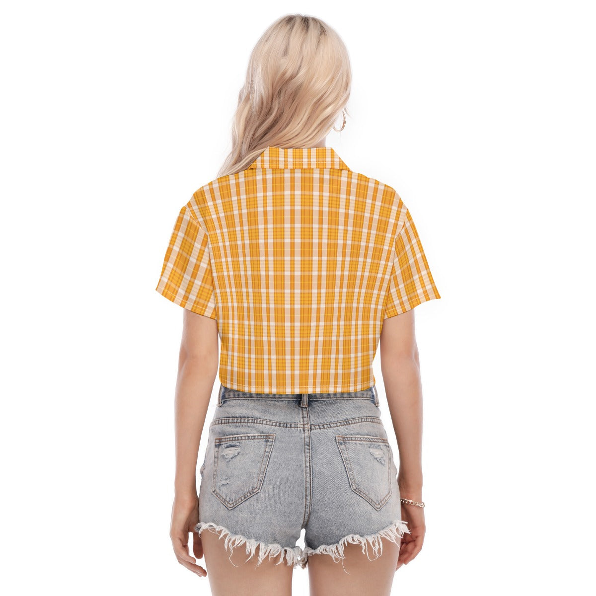 Tennessee Orange Tartan Plaid Volunteers  Women's Cropped Shirt