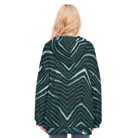 Philadelphia Football Game Day All-Over Print Women's Long Hoodie With Zipper Closure