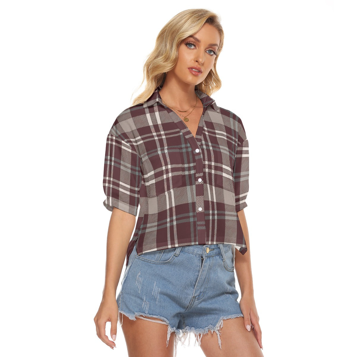 Texas Tartan Plaid A&M - Aggies  Women's V-neck Shirts