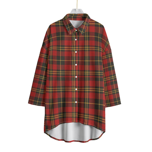 Maryland Tartan Plaid Terrapins Women's Chiffon Shirt With Elbow Sleeve