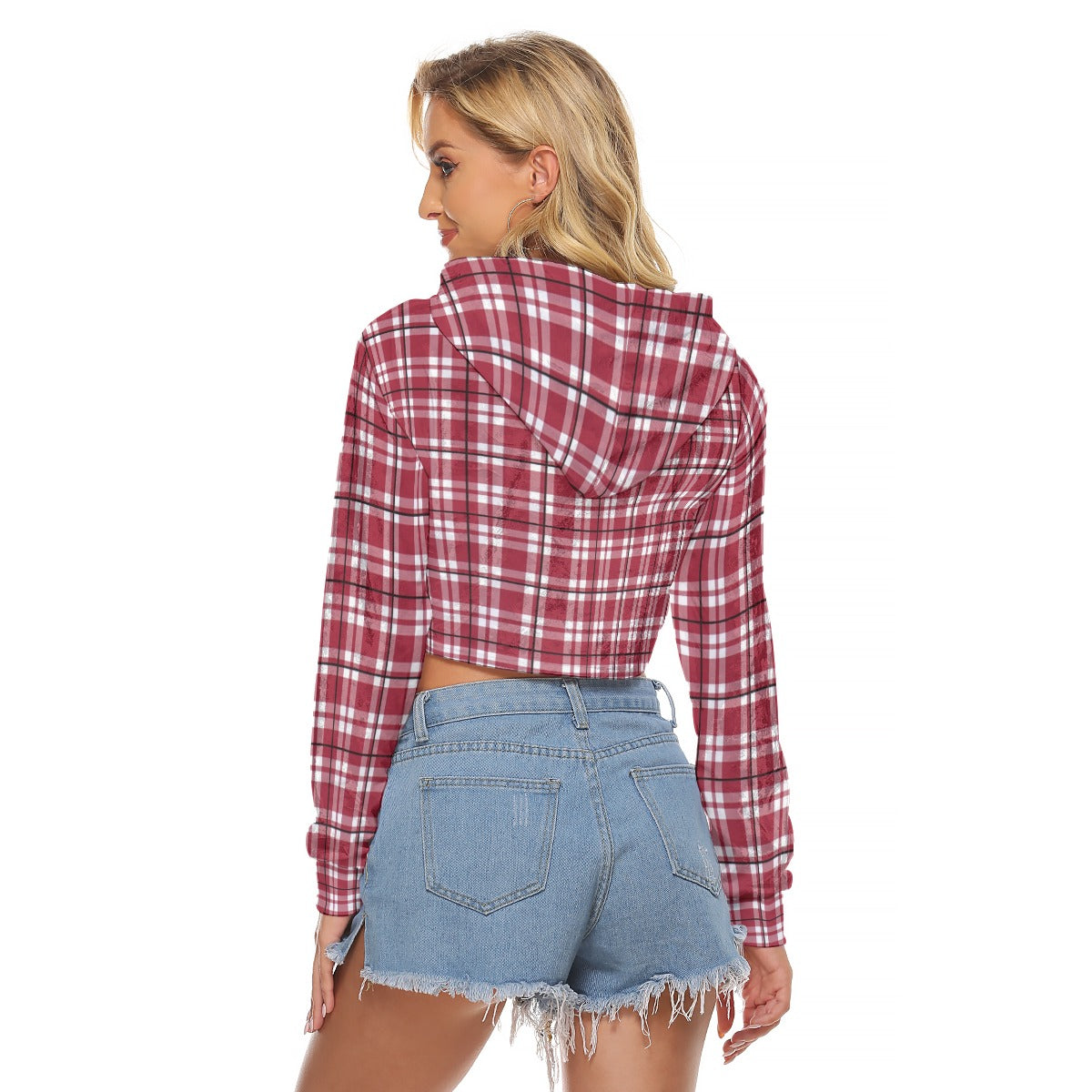 Alabama - Crimson Tide Tartan plaid Women's Crop Top Hoodie|Velvet