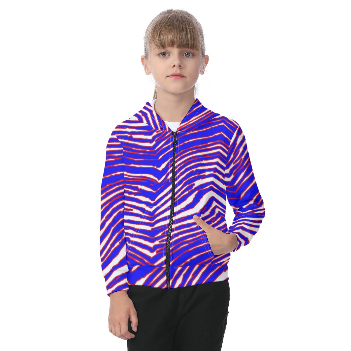 Buffalo Bills Zubaz Kid's Zip-up Hoodie With Patch Pocket