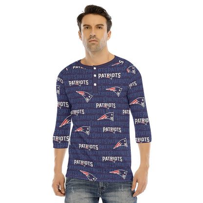 New England Football Game Day All-Over Print Men's Bracelet Sleeve T-shirt With Button Closure