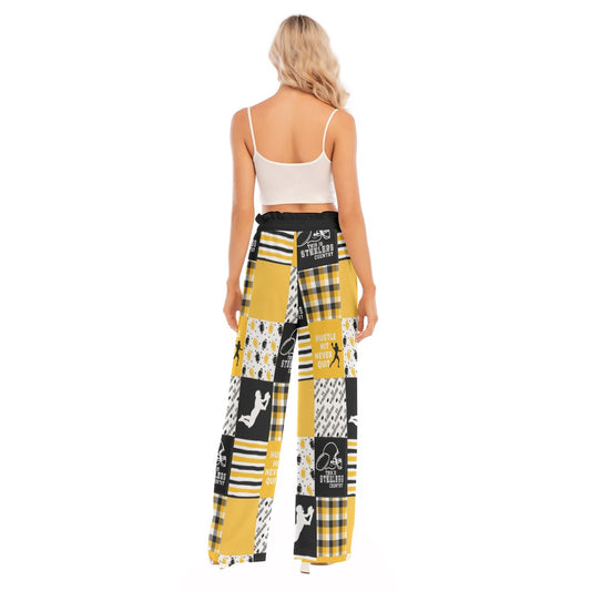 All-Over Print Women's Waist Fungus Edge Wide-leg Pants