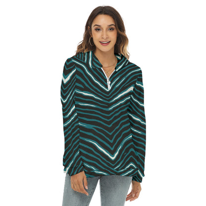 Philadelphia Football Game Day All-Over Print Women's Borg Fleece Hoodie With Half Zip