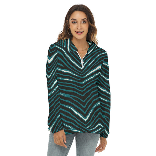 Philadelphia Football Game Day All-Over Print Women's Borg Fleece Hoodie With Half Zip