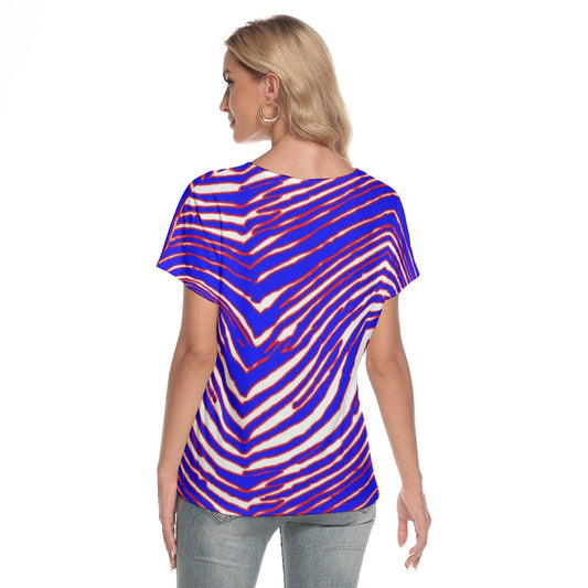 Buffalo Bills Zubaz Women's Loose V-neck Short Sleeve T-shirt