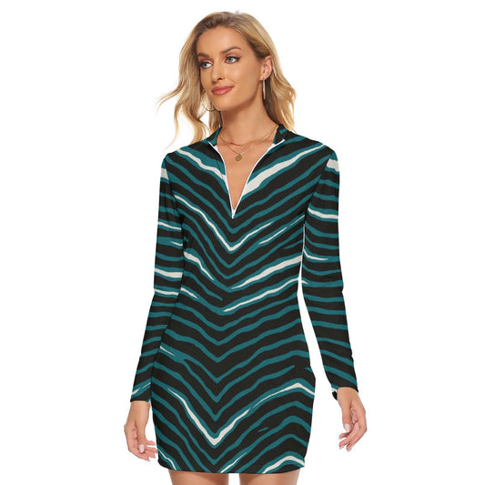 Philadelphia Football Game Day All-Over Print Women's Zip Front Tight Dress