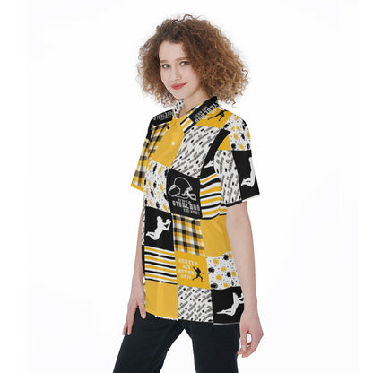 All-Over Print Women's Short Sleeve Shirt With Pocket