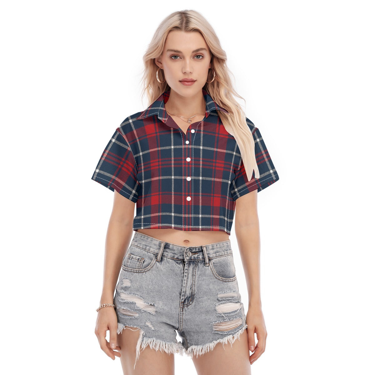 Arizona - Wildcats tartan plaid  Women's Cropped Shirt