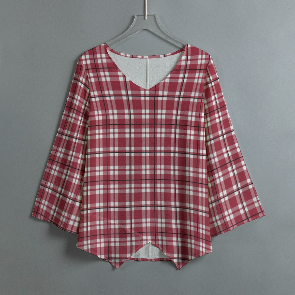 Alabama Tartan plaid Women's V-neck T-shirt With Irregular Hem