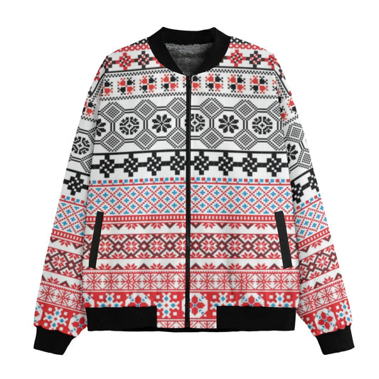 Urban Legend Snow Christmas Inspired Pattern American Culture Fleece Bomber Jacket