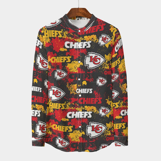 Urban Legend Kansas City Chiefs Stand Collar Shirt With Long Sleeve | 110GSM Imitation Flax