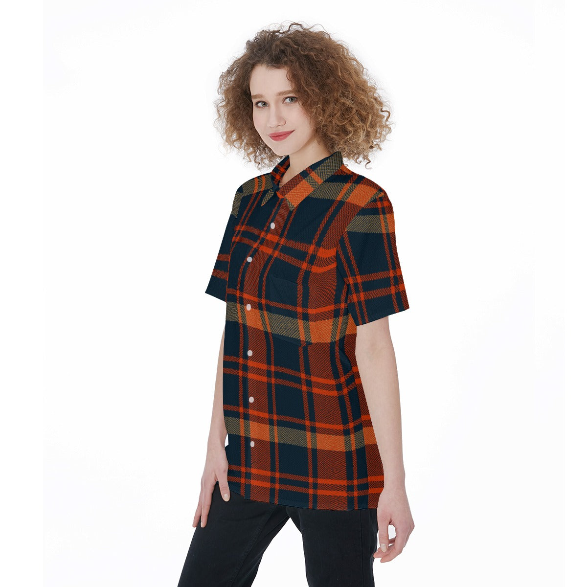 Auburn - Tigers Tartan Plaid Women's Short Sleeve Shirt With Pocket