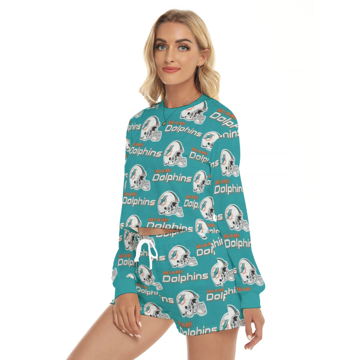 Miami Football Game Day All-Over Print Women's Short Sweatshirt And Pants Suit