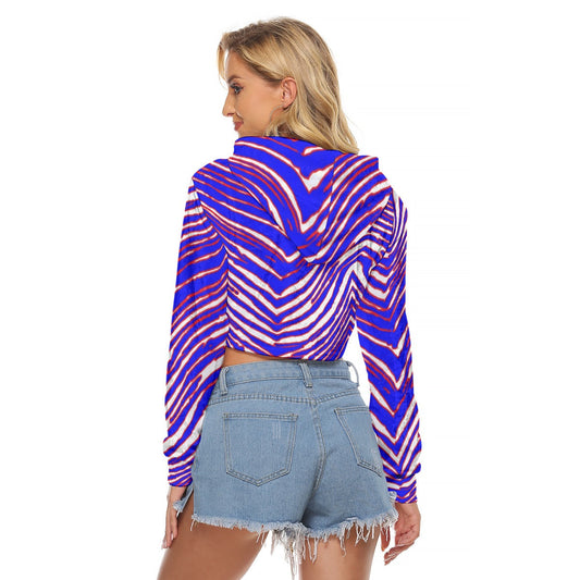 Buffalo Bills Zubaz Women's Crop Top Hoodie|Velvet