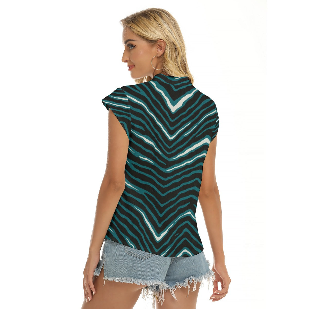 Philadelphia Football Game Day All-Over Print Women's Stacked V-neck Short Sleeve Blouse
