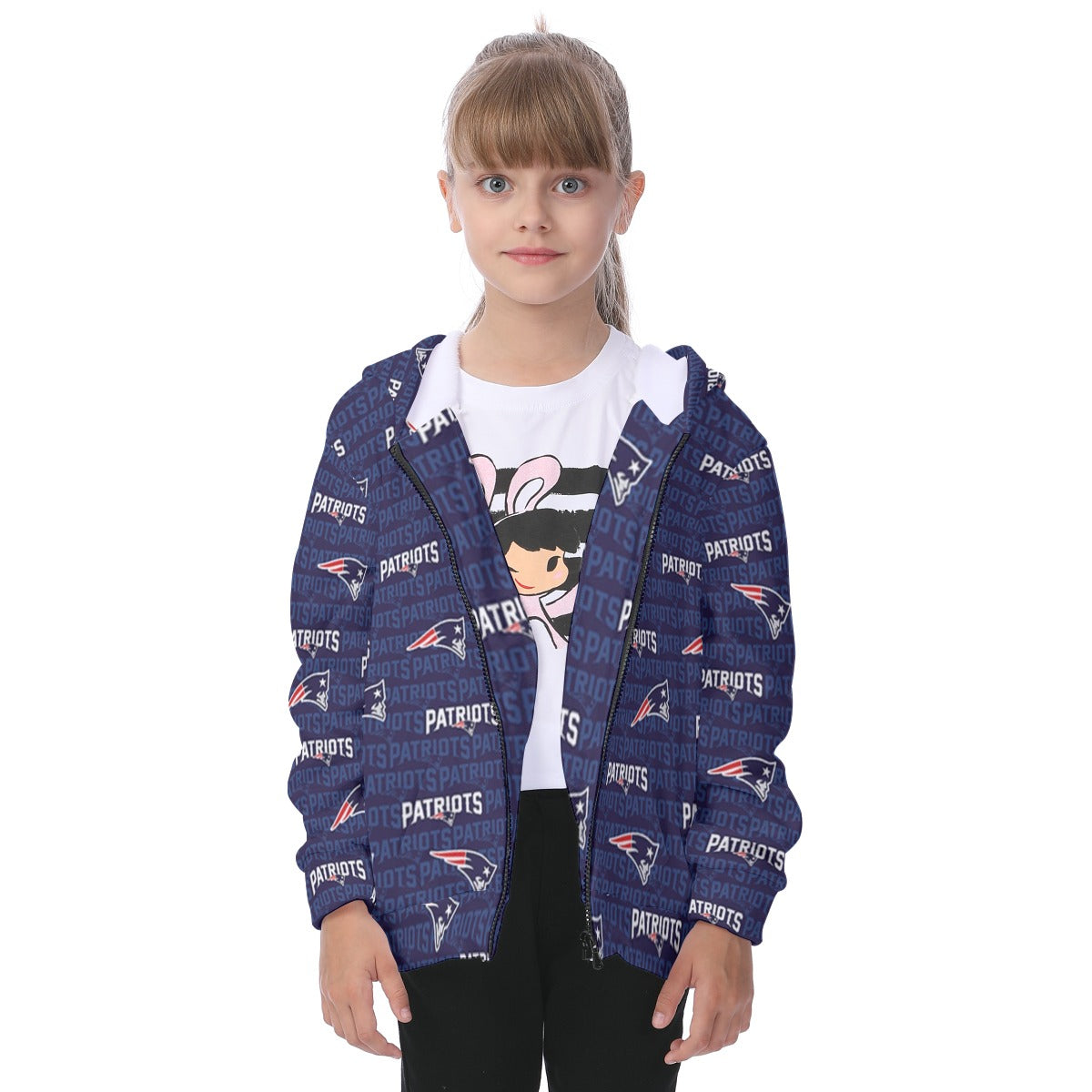 New England Football Game Day All-Over Print Kid's Heavy Fleece Zip Up Hoodie