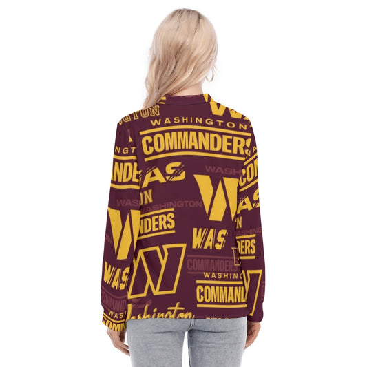 Washington Commanders Women's Long Sleeve Blouse With Button Closure