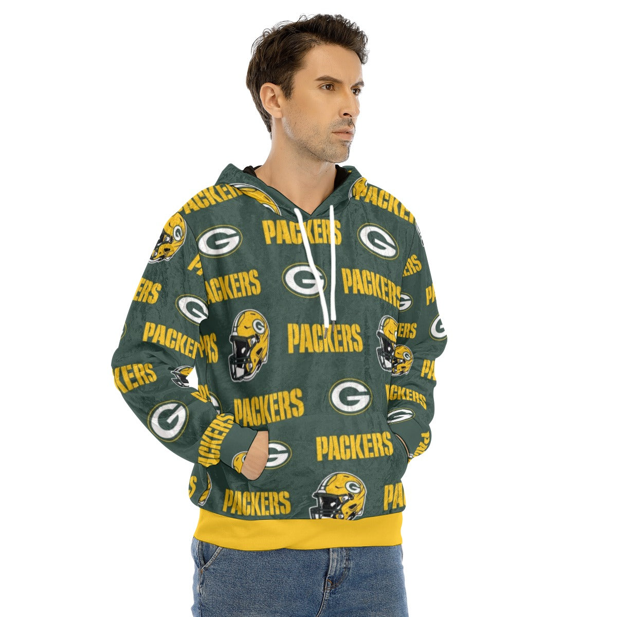 Green Bay Football Game Day All-Over Print Men's Pullover Hoodie | Velvet