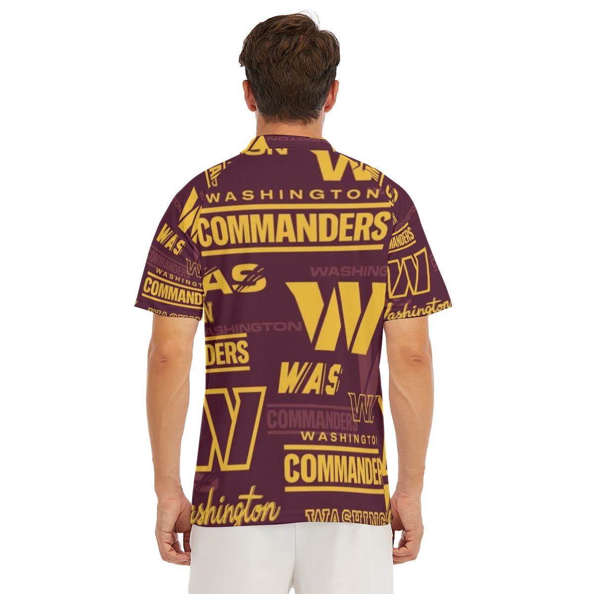 Washington Commanders Men's Short Sleeve Polo Shirt With Button Closure