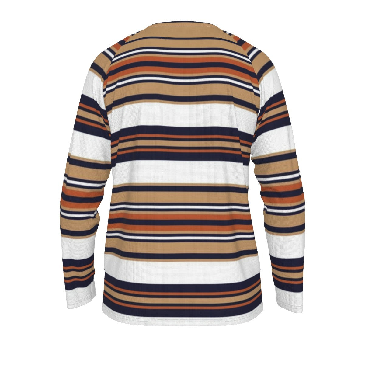 Beige, Navy and Rust Striped Long Sleeve Shirt – Retro Chic Casual Wear