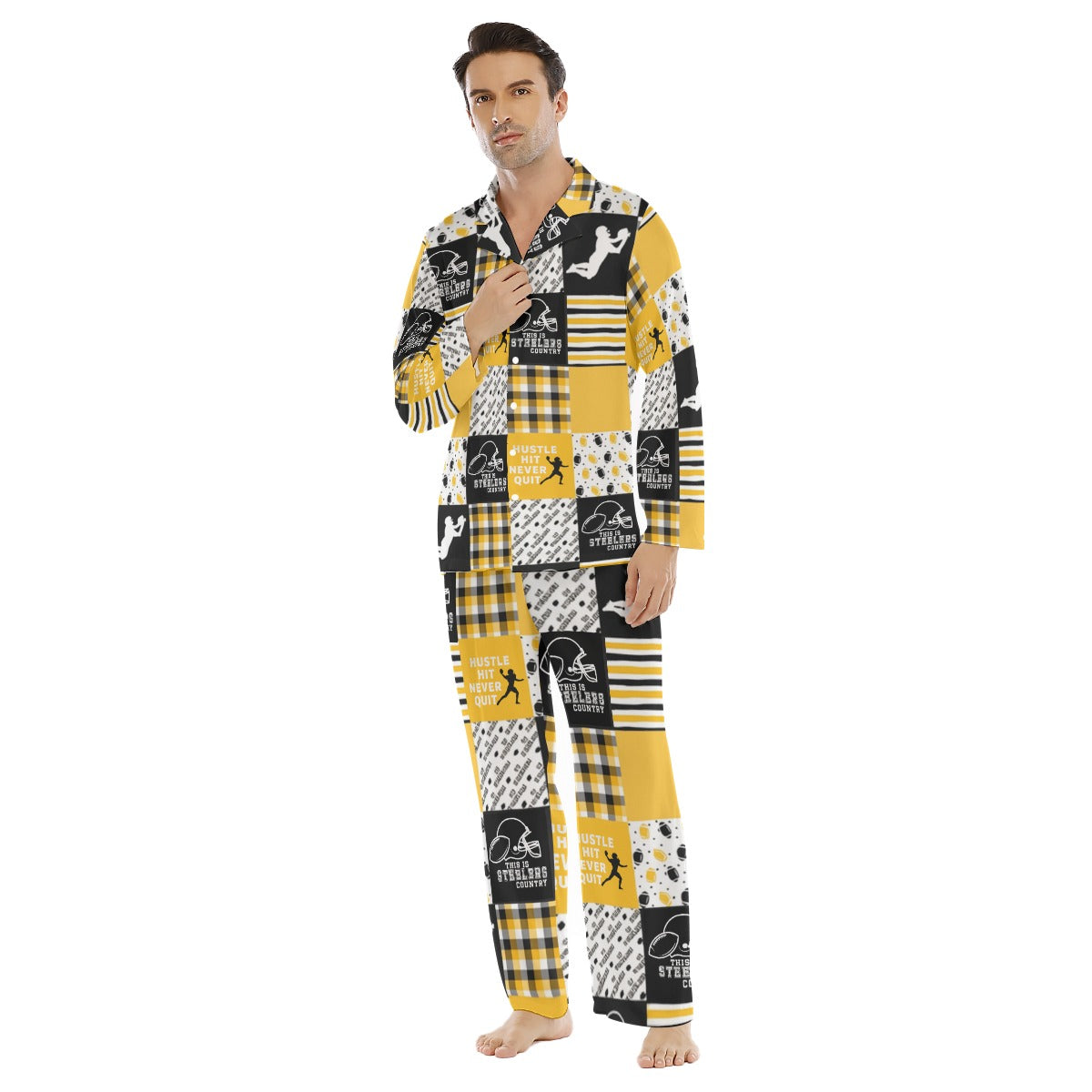 All-Over Print Men's Lapel Pajama Set