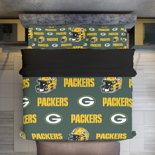 Green Bay Football Game Day Four-piece Duvet Cover Set