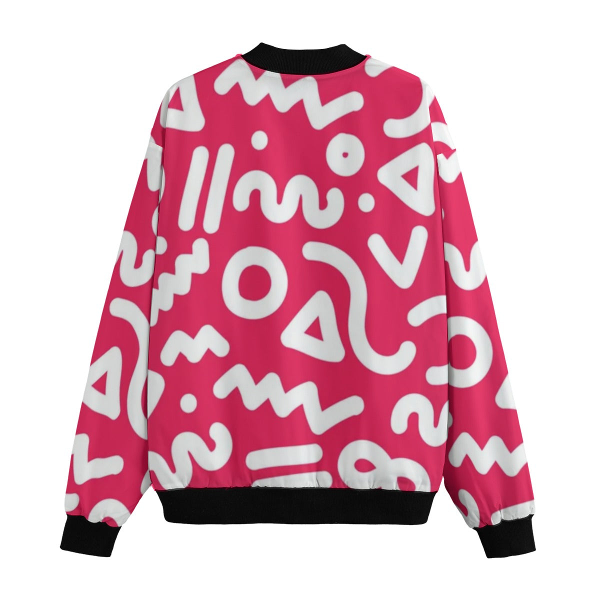 Urban Legend 90s Street Icons – Memphis Red Seamless Pattern Fleece Bomber Jacket