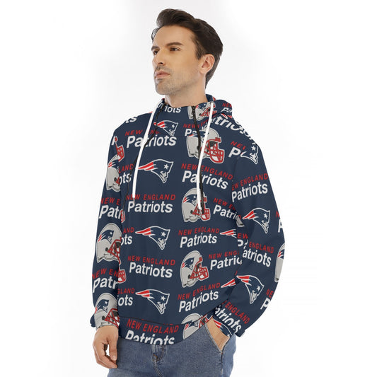 New England Football Game Day All-Over Print Men's Hoodie With Placket Double Zipper