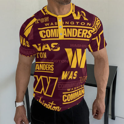 Washington Commanders Men's Raglan Sleeve T-shirt With Button Closure