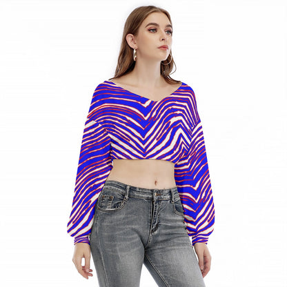 Buffalo Bills Zubaz Women's V-neck Long Sleeve Cropped Sweatshirt