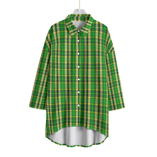 Oregon Tartan Plaid Ducks Women's Chiffon Shirt With Elbow Sleeve