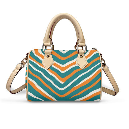 Miami Football Game Day Classic Barrel-Shaped PU Leather Handbag