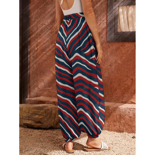 New England Football Game Day All-Over Print Women's Carrot Pants with Pockets