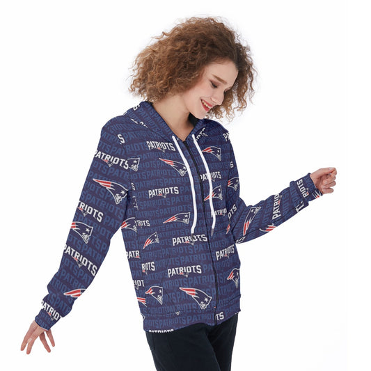New England Football Game Day All-Over Print Women's Zip Up Hoodie